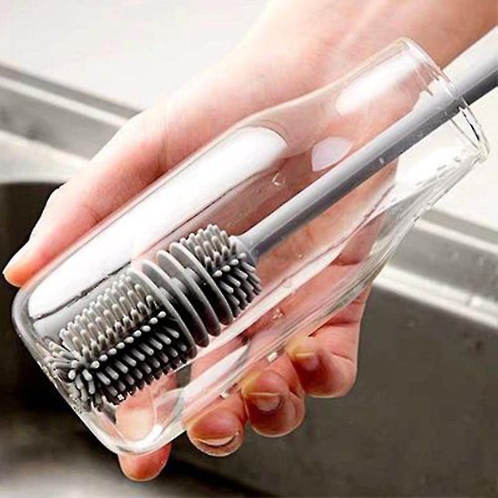 1pc Long Handle Cups Glass Cleaning Brush 360 Degree Rotating Plastic Bottles Cleaner Coffee Milk Te