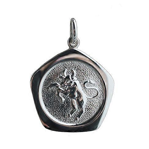 Silver 21mm five sided Taurus Zodiac Pendant
