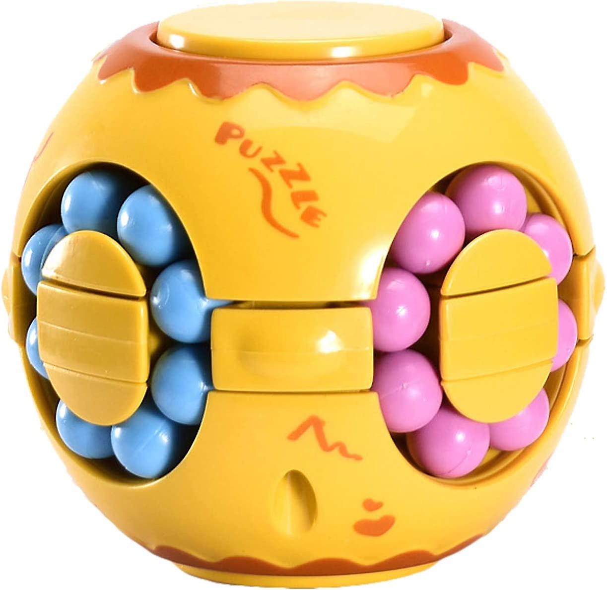 2 v 1 Rotujúci Fidget Spinner Magic Bean Nekonečno Kocka Odbúravanie stresu Lopta Dospelí Deti Unisex-Deti Vzdelávacie puzzle Hračky (žltá)