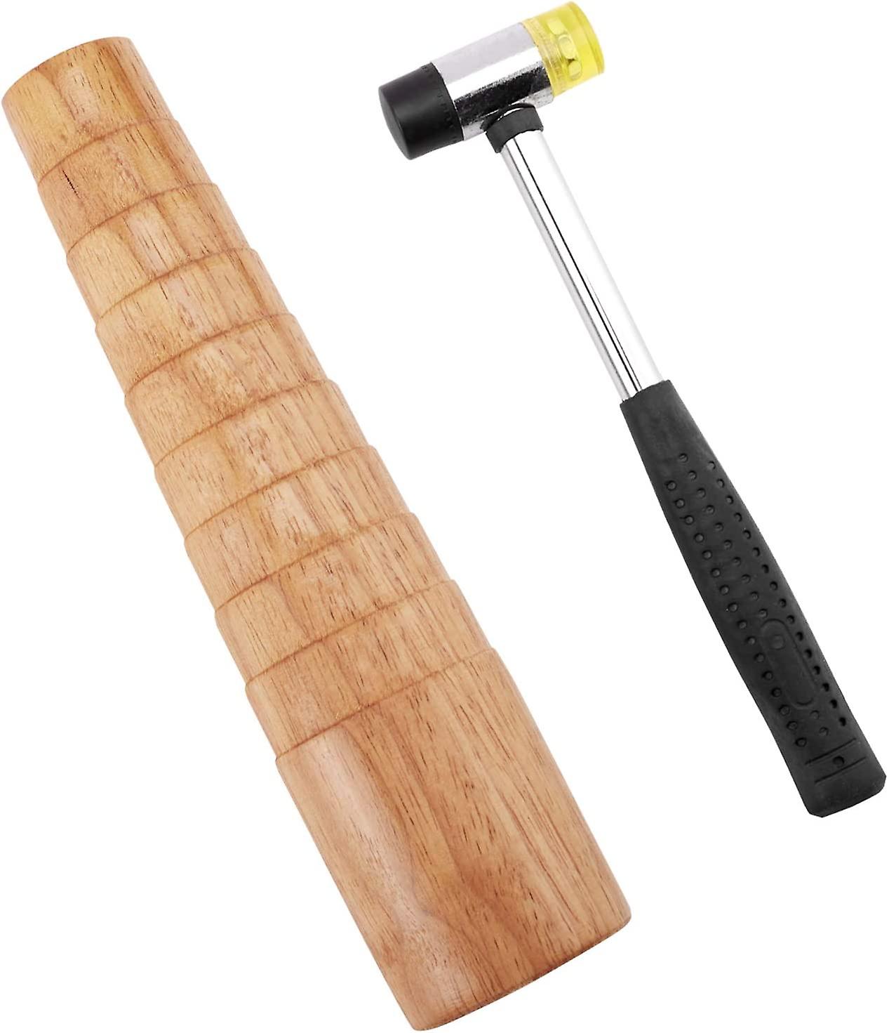Elite Jewelry Tool Sets with Wooden Bracelet Sizing Bangle Mandrel and Steel Handle Installable Two Way Rubber Hammers