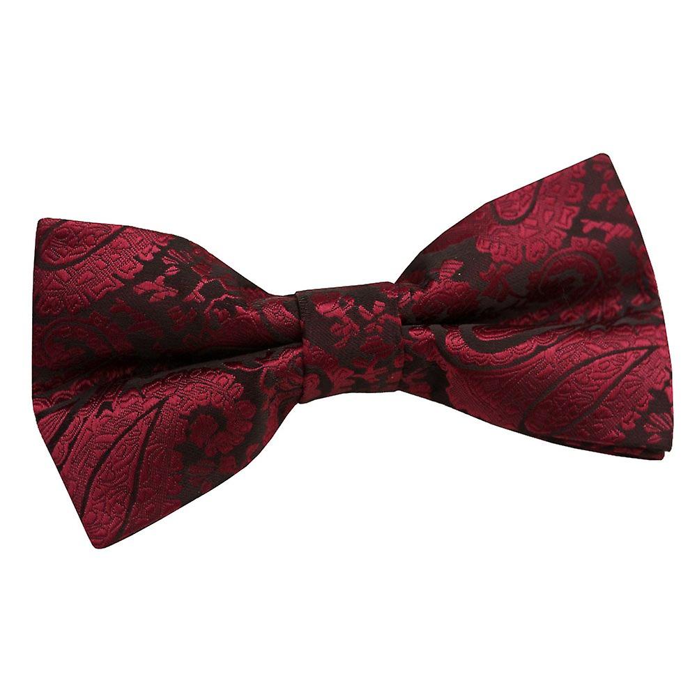 Burgundy Paisley Pre-Tied Bow Tie