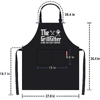 FunChaos BBQ Apron For Men, World's Best DAD, Adjustable Black Apron With 2 Pockets, Personalised Apron For Men Dad Husband Boyfriend Grandfather (Water Resistant
