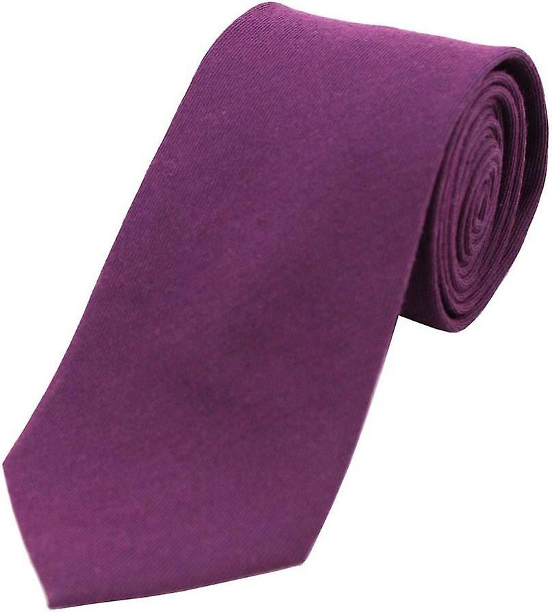 David Van Hagen Plain Wool Rich Tie - Purple