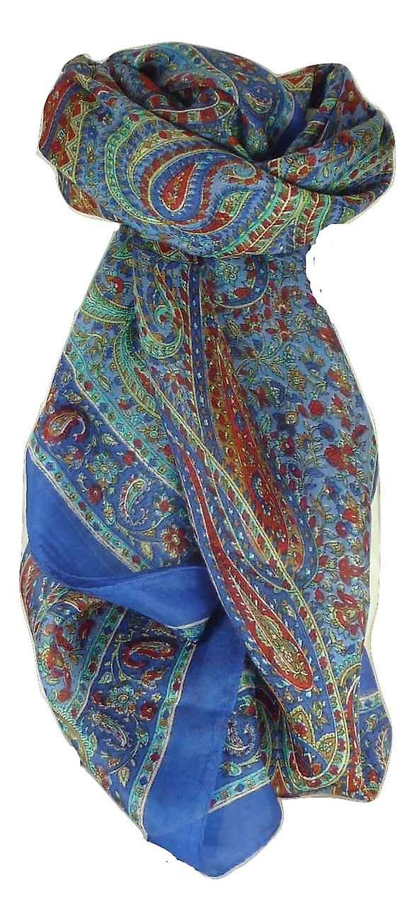 Mulberry Silk Traditional Square Scarf Zorn Blue by Pashmina
