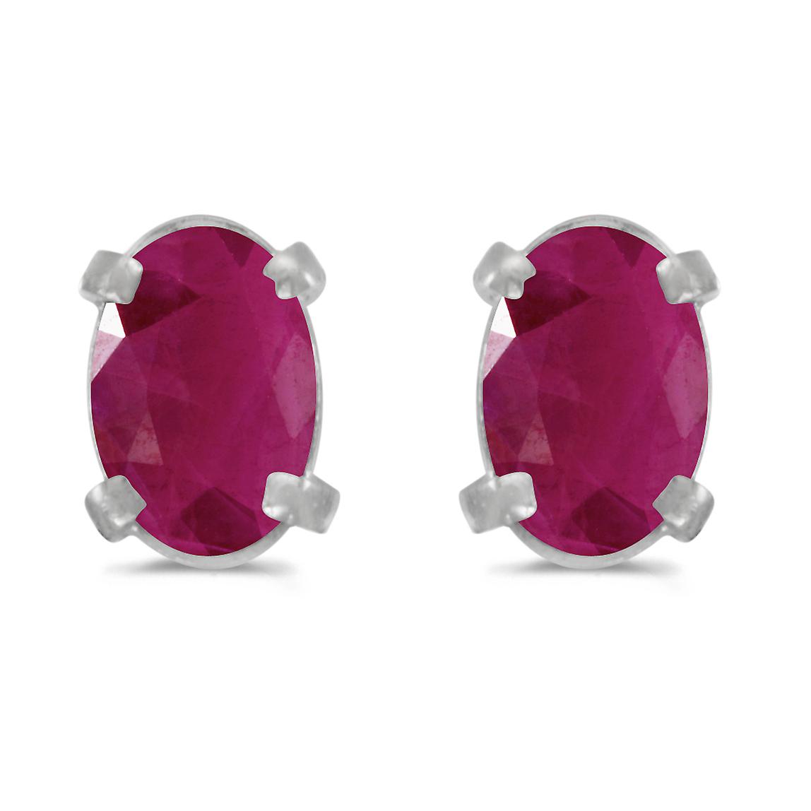 LXR 14k Vit Guld Oval Ruby Örhängen 0.72ct