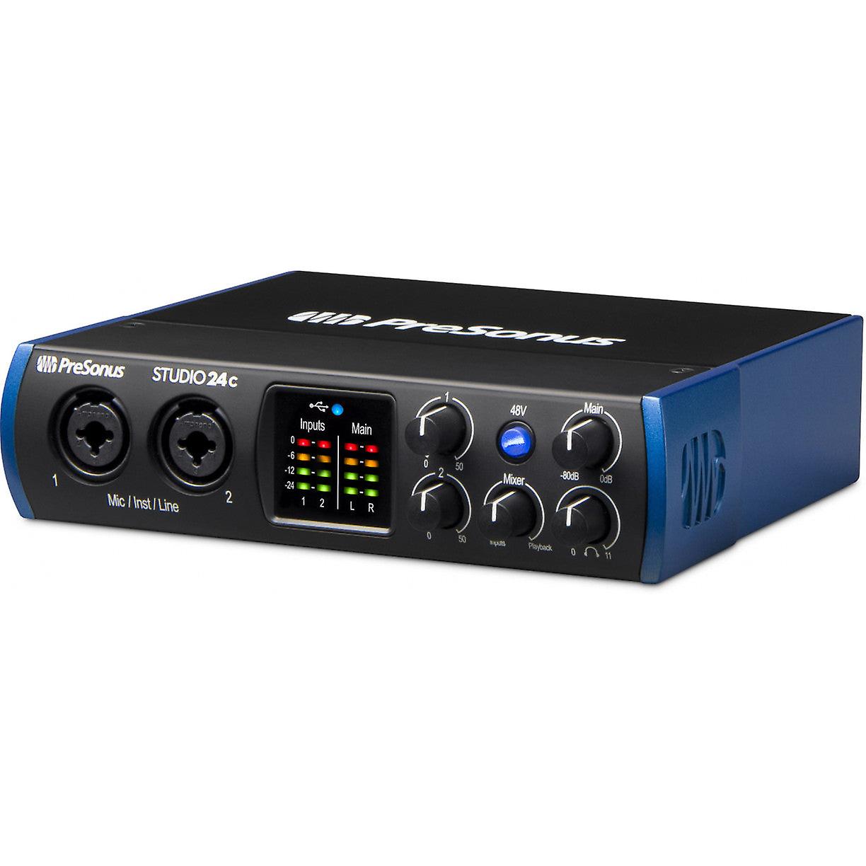 Presonus Studio 24c Usb-c™ Audio Interface Ultra-high-def Sound Card With 2 Mircophone Preamps For Home Recording Studios