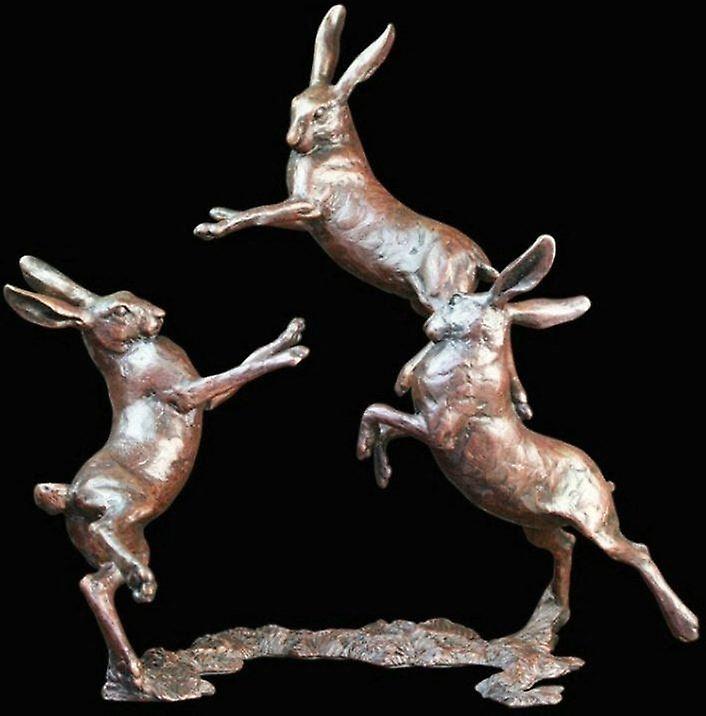 Hares Playing Medium Sculptures & Statues
