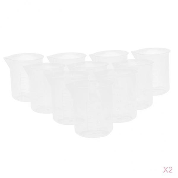 20 X Lab Plastic Graduated Measuring Beaker Liquid Cup Container 50ml