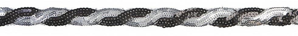 Simplicity 25mm Sequin Twist Trim Black & Silver - per metre