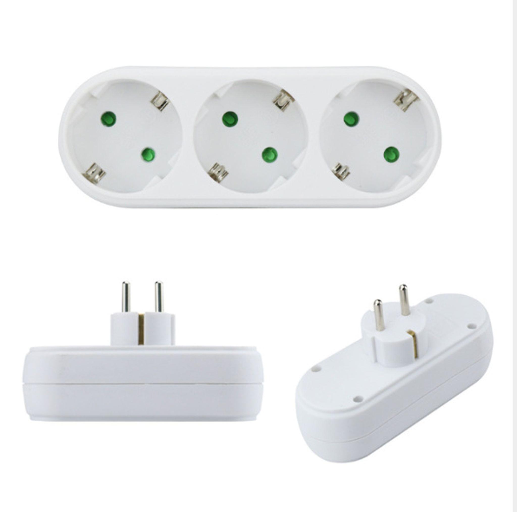 2 Stück 3-Wege-Steckdosenadapter, 3-Wege-Mehrfachstecker-Wand- oder Tischsteckdose 16A/250V