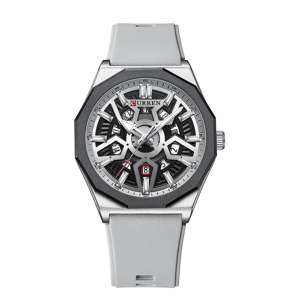 Curren 8437 Men Quartz Watch White Shell Gray