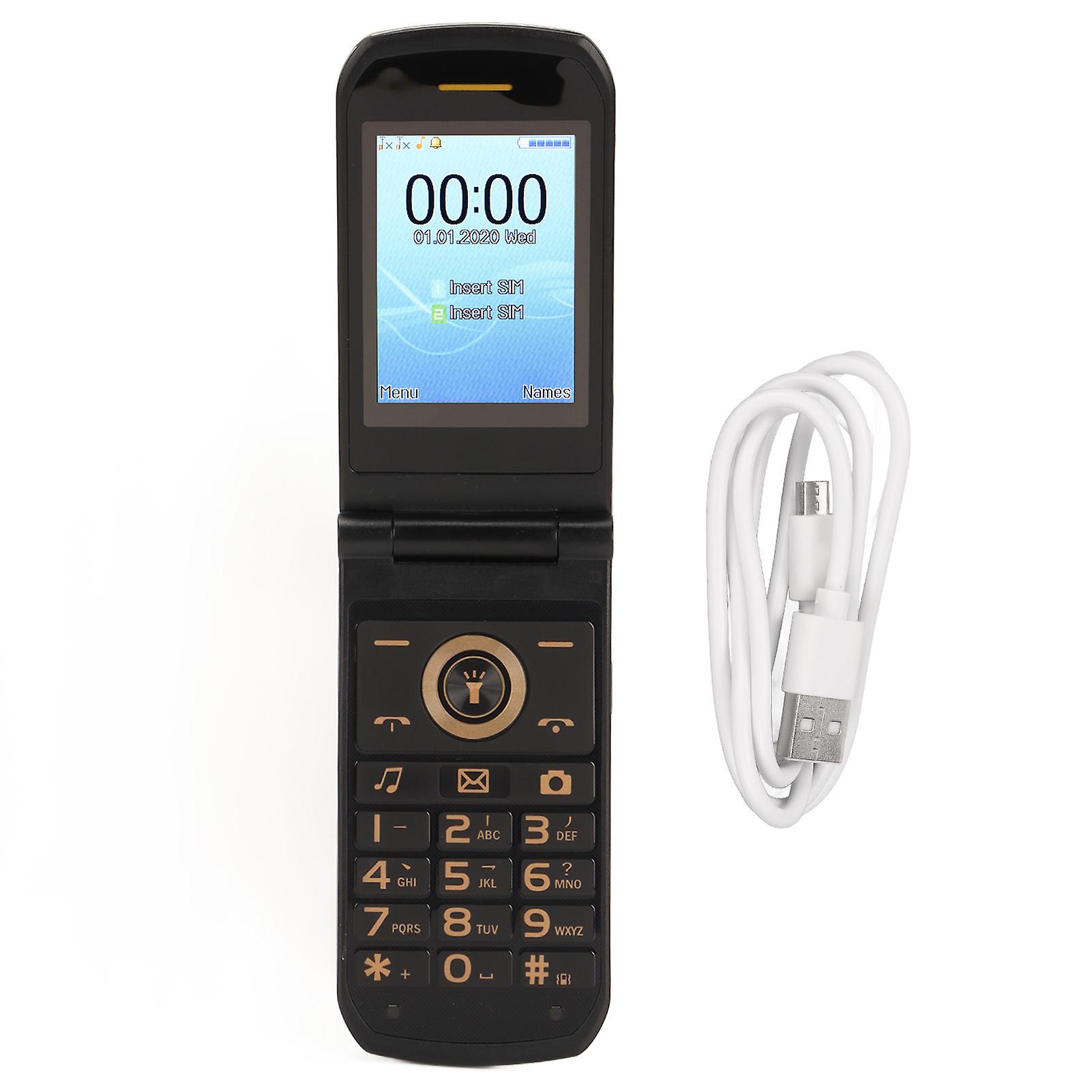 Clamshell Seniors Phone 2G Large Screen Long Standby Flip Phone Dual SIM Elderly Mobile Phone with 3800mAh Battery Gold