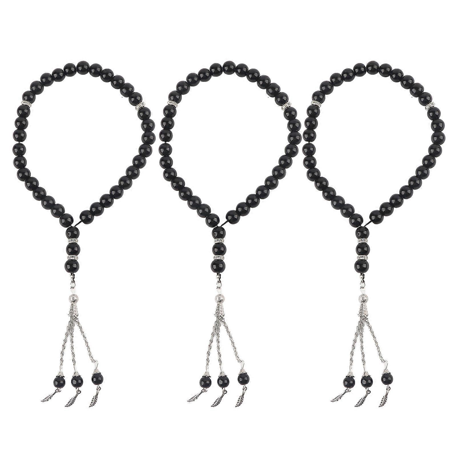 Lot de 3 perles de prière : 33 perles polies, surfaces lisses, diamètre de 10 mm, pratiques à porter, perles de prière portatives plus lumineuses