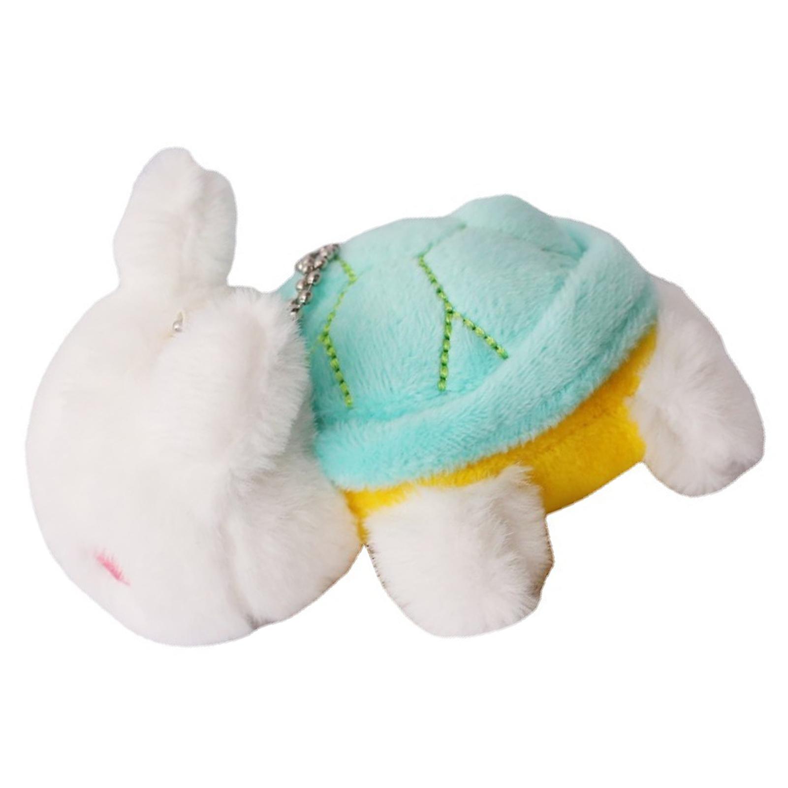 Plush Pendant Soft Cute Stuffed Bunny with Turtle Shell for Keychain Backpack Decoration 