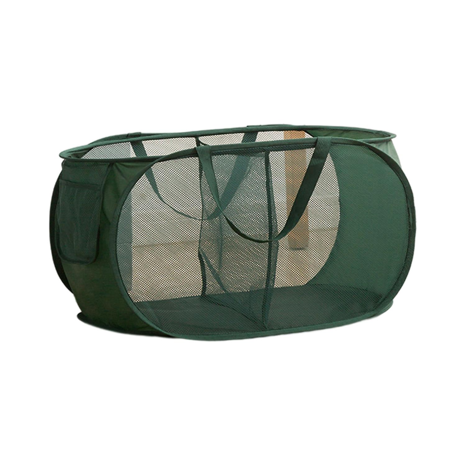 Laundry Basket with Side Pocket Large Capacity 2 Compartments Sorting Collapsible Mesh Laundry Hampe
