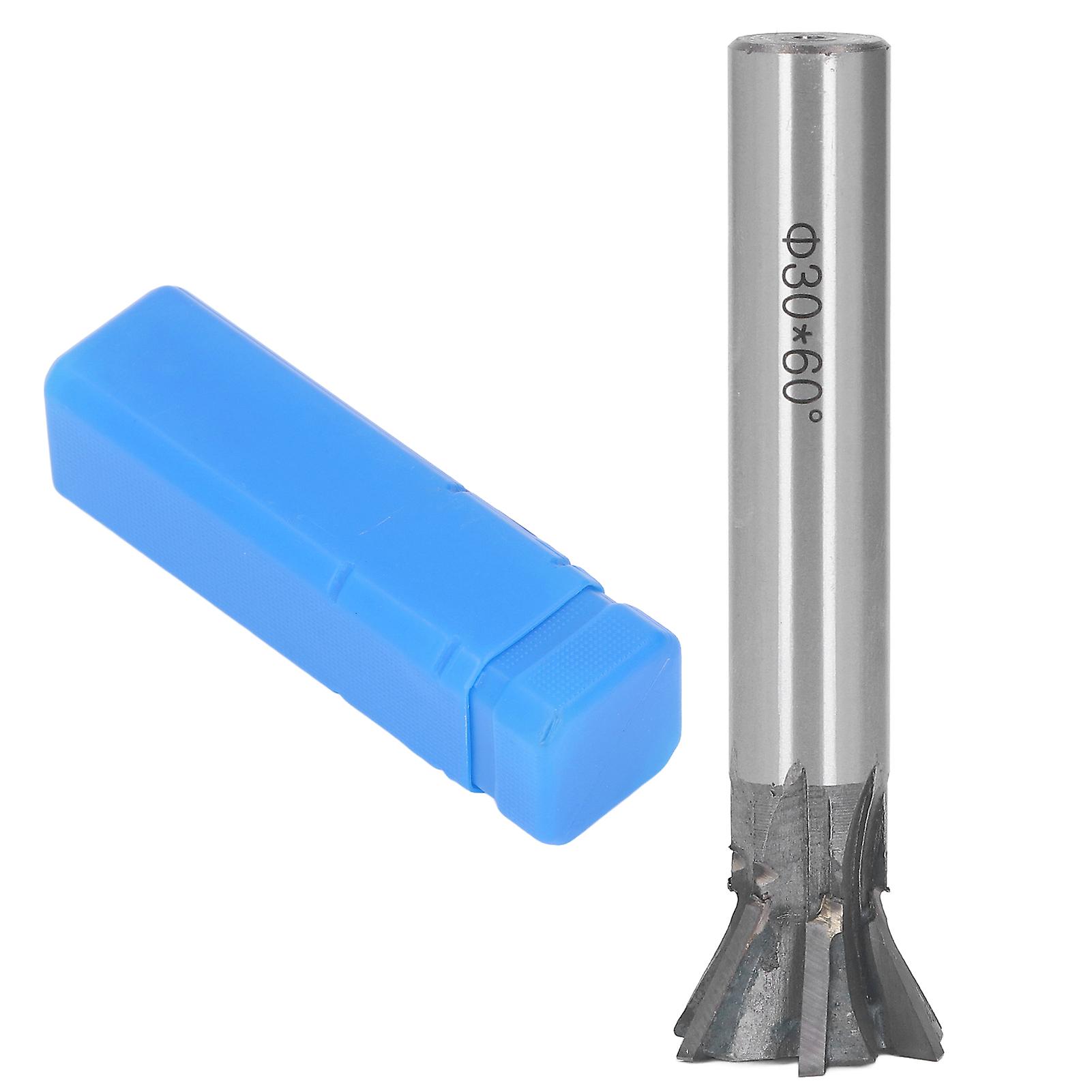 30mm Dovetail Cutter, 60 Degree, 6 Flutes, Carbide, Straight Shank