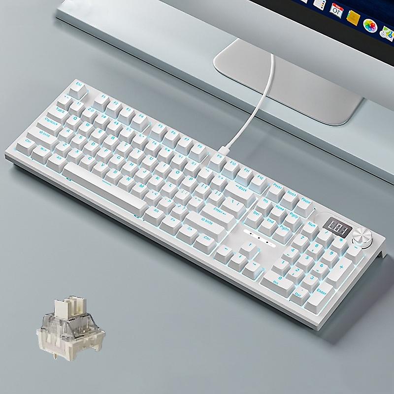 LANGTU Keyboard Wired Single Mode Silver Axis (White)