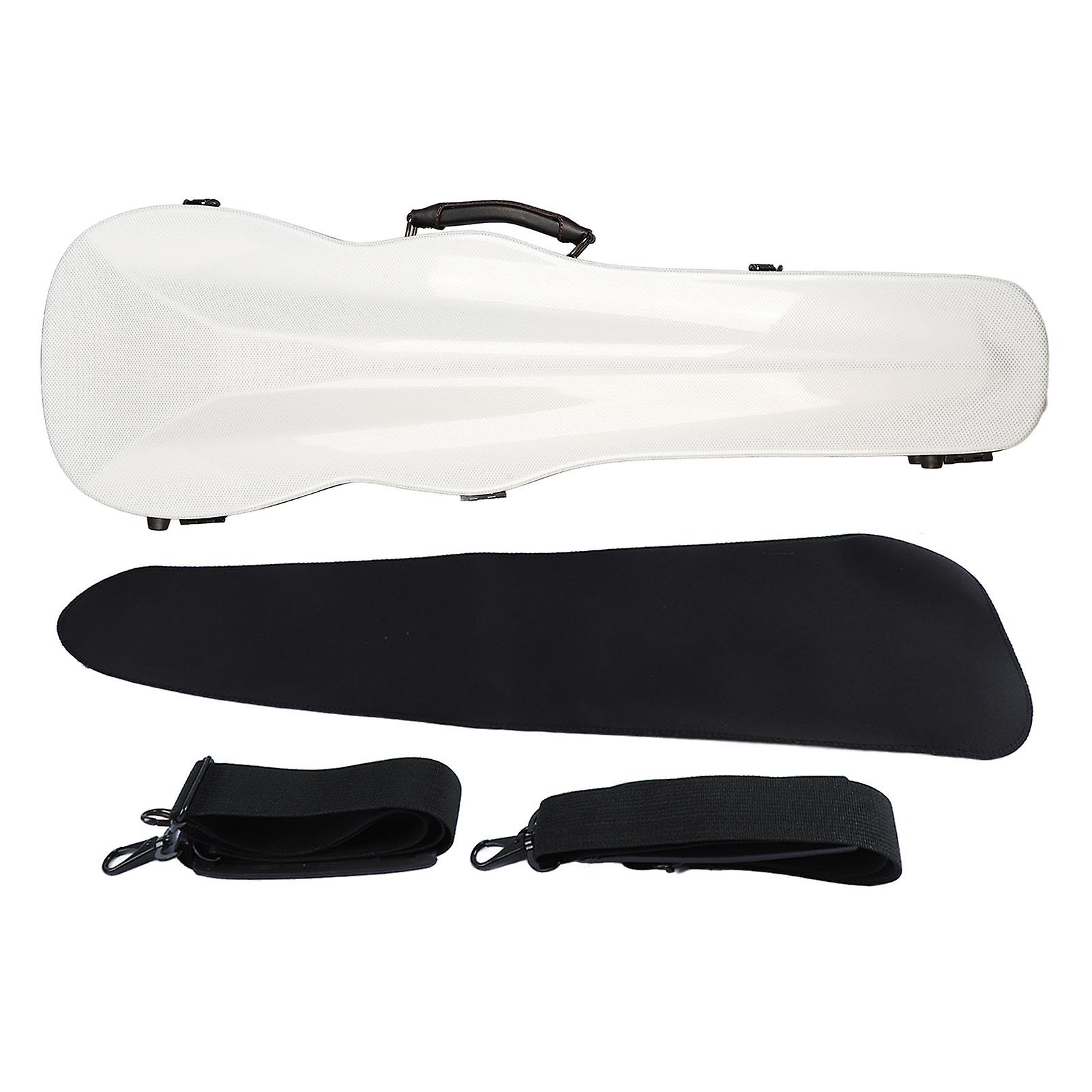 Violin Box Carbon Fiber Lightweight Portable Hard Violin Case Replacement with Hygrometer Straps White