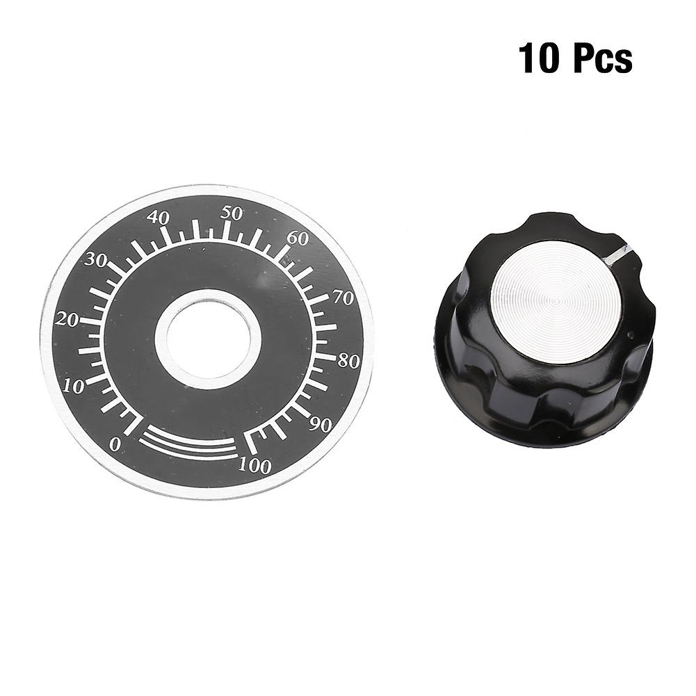 10Pcs MF A03 Potentiometer Rotate Control Knobs  10Pcs 0-100 Dial Scale Plate Sheet