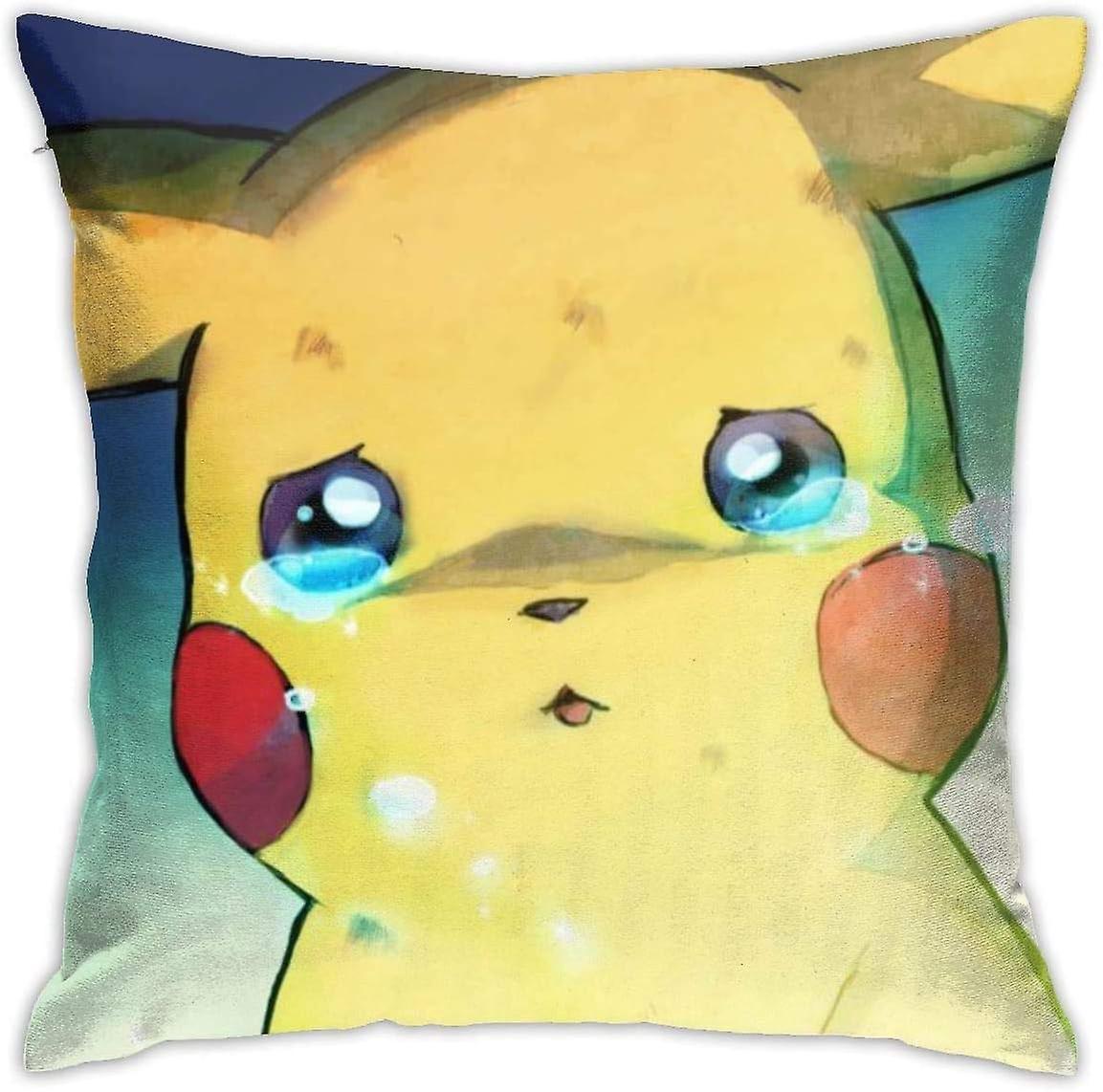 ソフトデコラティブスロー枕ケースピカチュウスクエア枕カバー快適なクッションカバーソファベッドチェアカーホームデコレーションのための高級枕カバー-cp1508