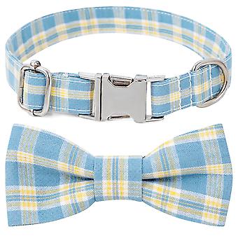 Veeki Dog Collar with Bow, Stylish Cute Plaid Small Dog Collar Soft Comfy Bowtie Dog Collar for Girl Boy Dog, Puppy Collars with Metal Bow Tie Dog Col