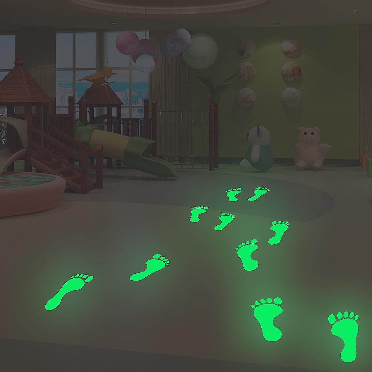 Glow-in-the-dark Footprint Stickers, Colorful Footprint Glow-in-the-dark Stickers For Smooth Floors,