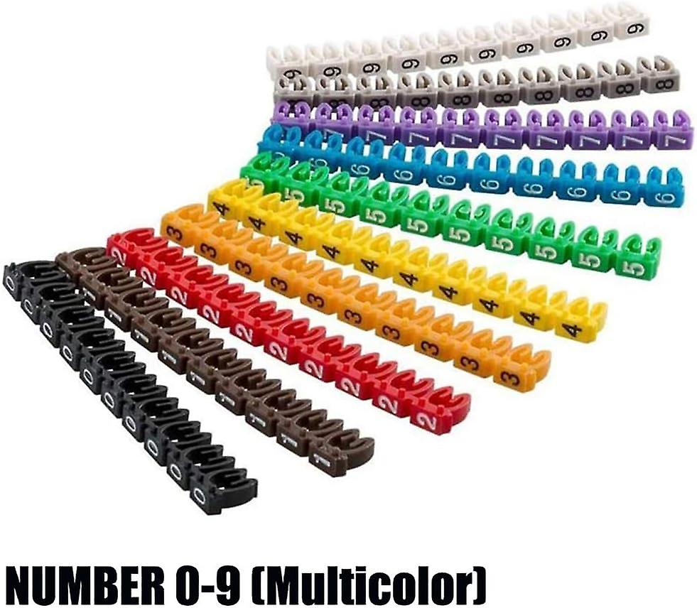Colored Wire Markers 0-9 - Cable Markers - Snap-on Numbered Labels - Cable Marker Tube for Marking Color Coded Cables (100pcs 6mm²)