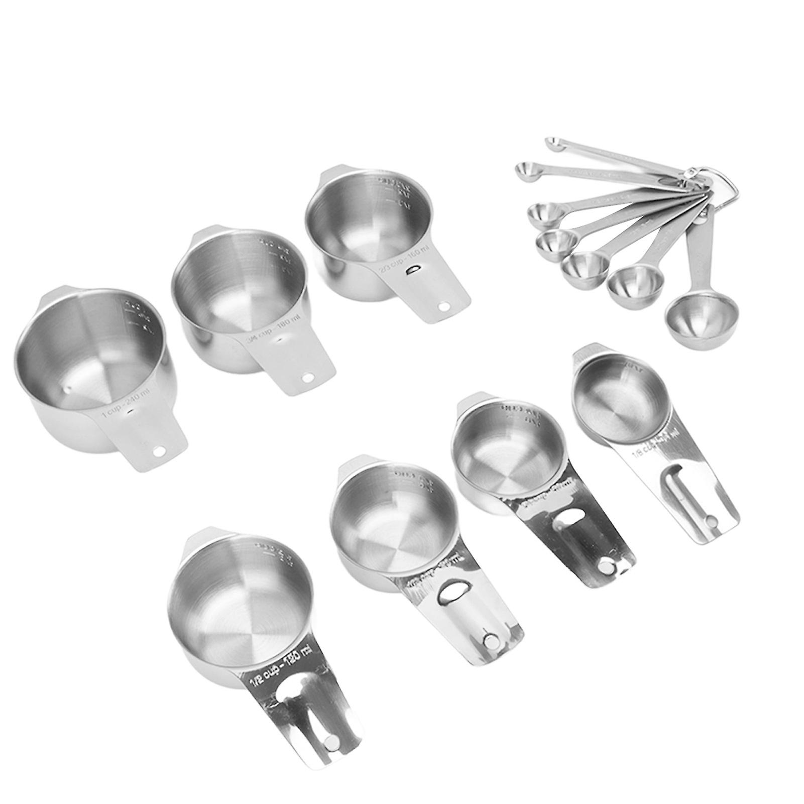 14Pcs Stainless Steel Measuring Spoons Set Stackable Multifunctional Nesting Measuring Spoons Cups Set Kitchen Tools 