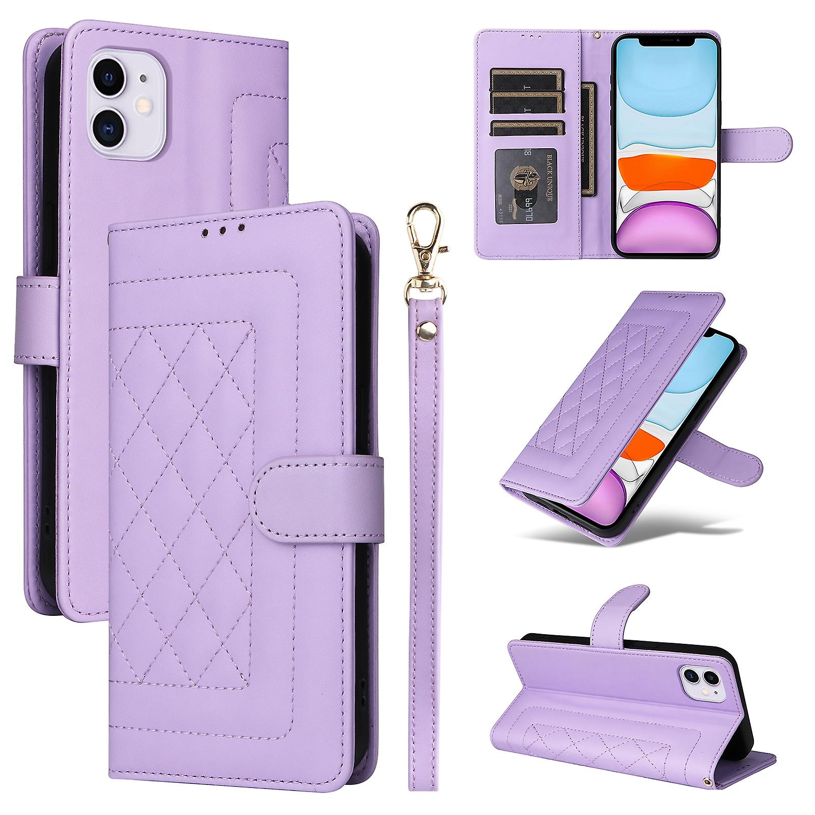 For iPhone 11 Diamond Lattice Leather Flip Phone Case