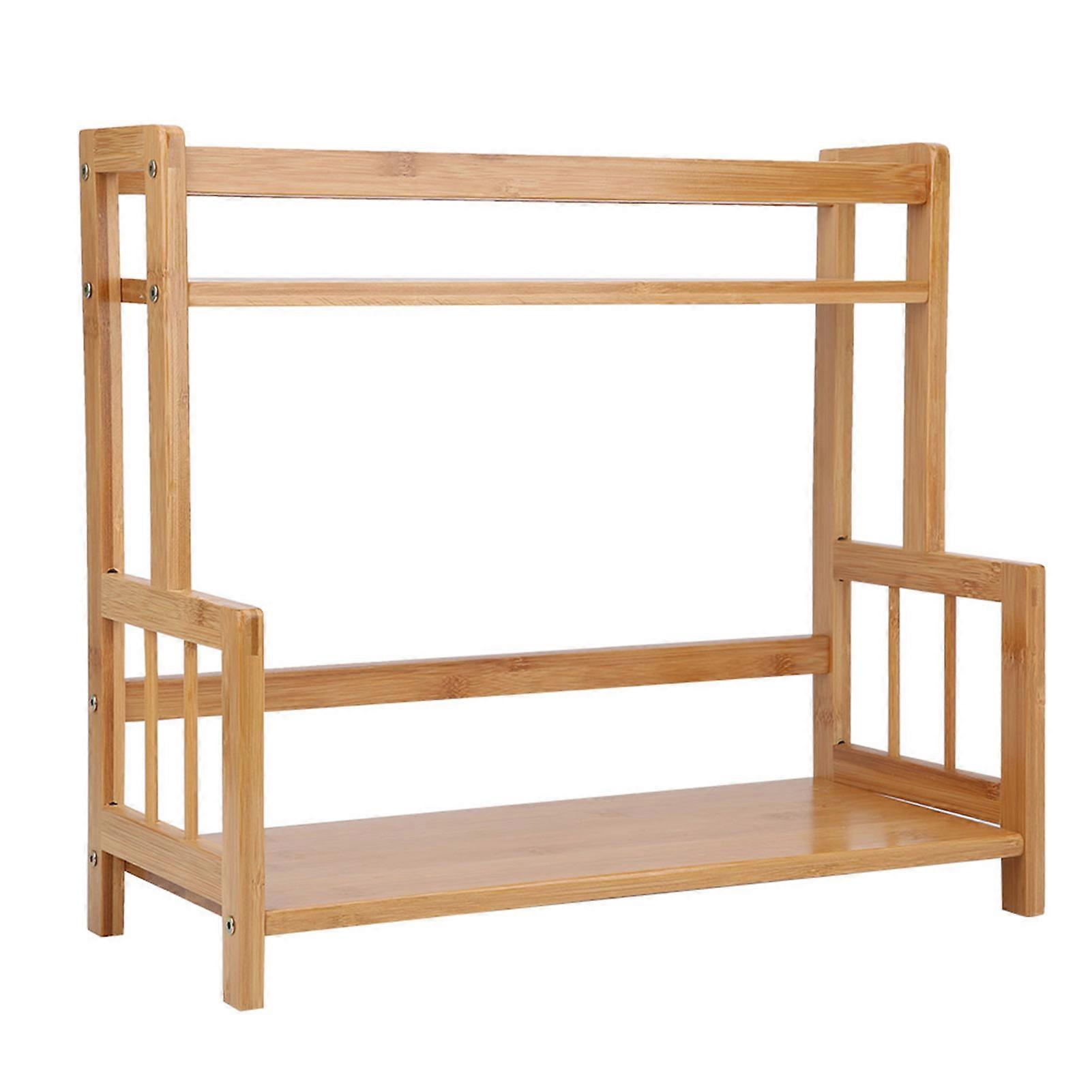 Multifunction Bamboo 2-Layer Kitchen Spice Rack Organizer 41.7x18x37cm