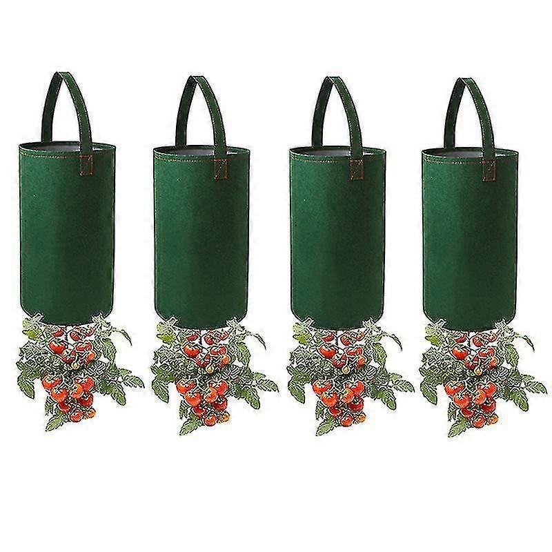 4pcs-upside Down Tomato Planter(requires Plants,soil And Fertilizer, Not Included) Sturdy Hanging Handle Thickened Breathable Felt Cloth