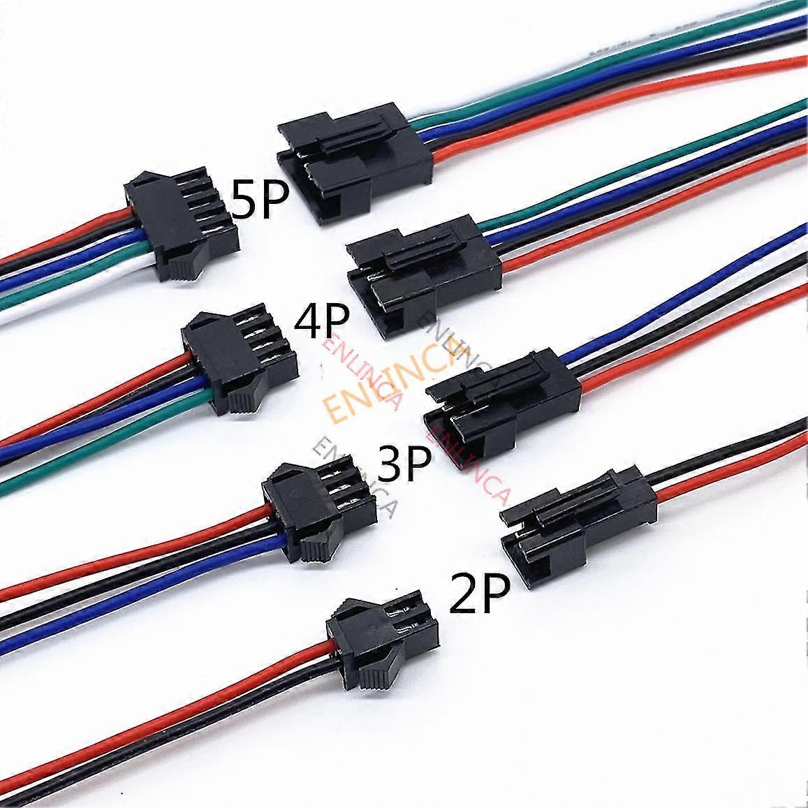 10pcs 15cm Jst Sm 2p 3p 4p 5p 6p Plug Socket Male To Female Wire Connector Led Strips Lamp Driver Connectors Quick Adapter