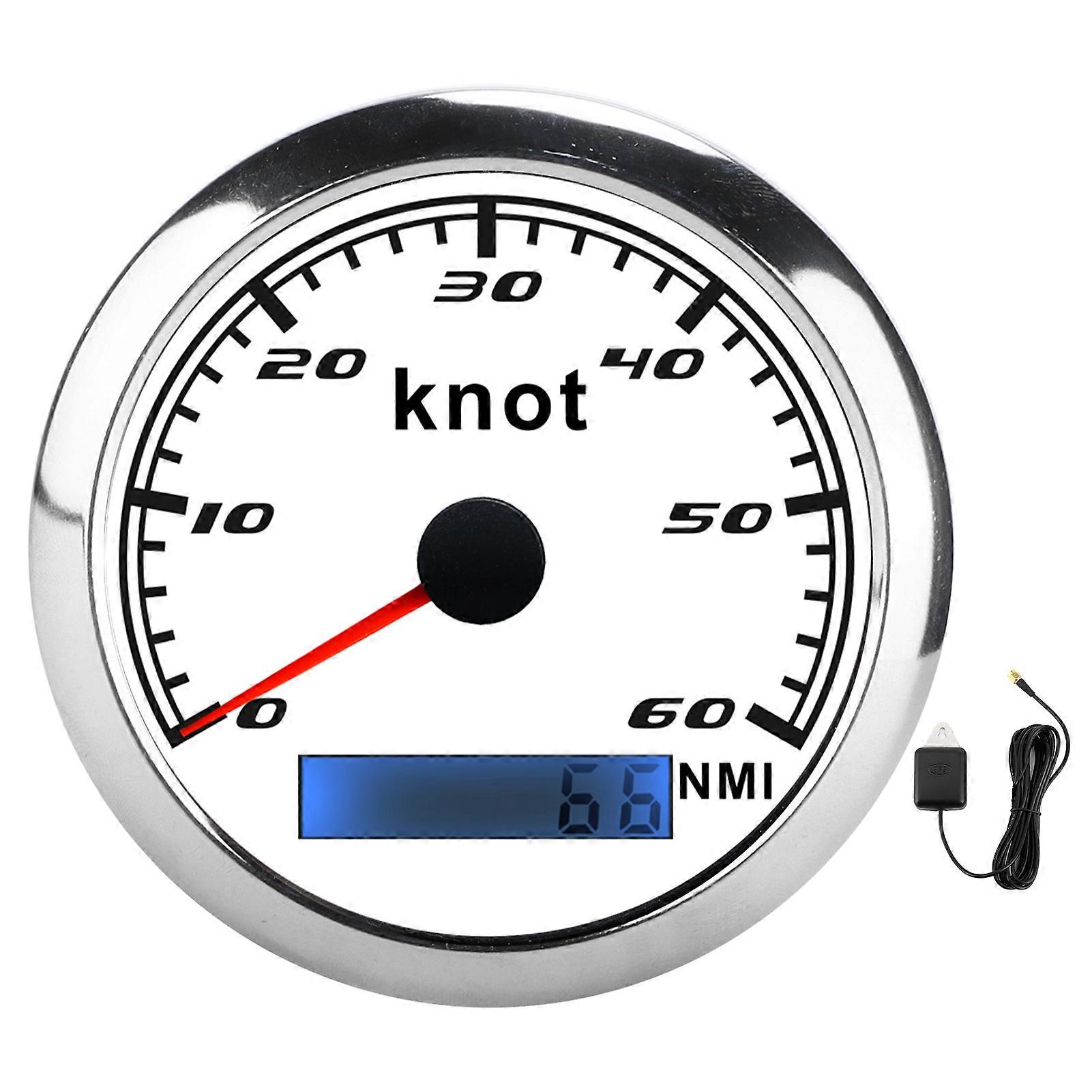 GPS Speedometer Pointer Tachometer Digital IP67 Waterproof with Antenna Universal for Car Truck Boat 930V DCWhite E2U911