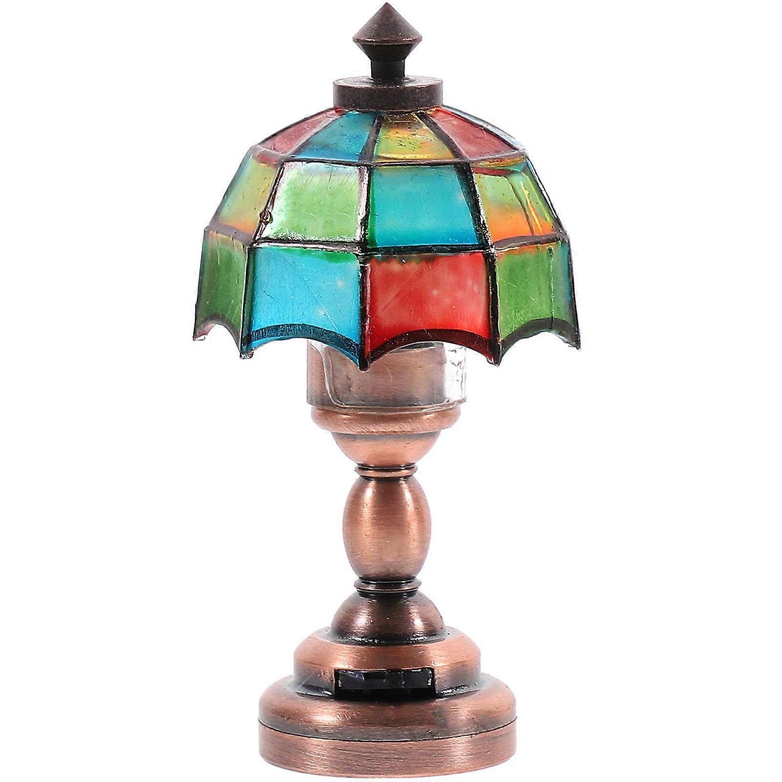 1/12 mini house Miniature Umbrella Shape Lampshade LED Desk Lamp Light