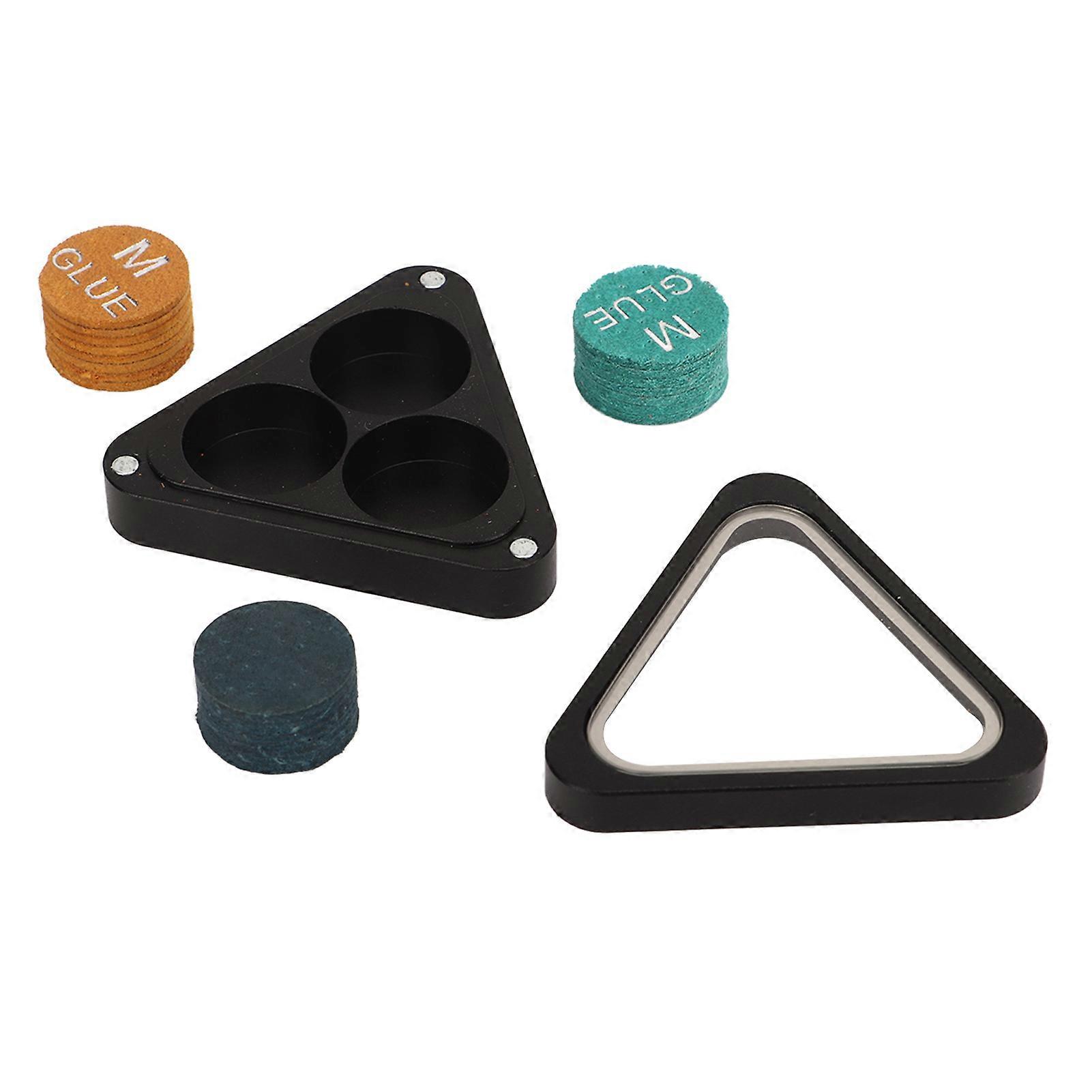 3pcs 13mm Billiard Pool Cue Tips Billiard Stick Replacement Tips With Triangle Storage Box Black