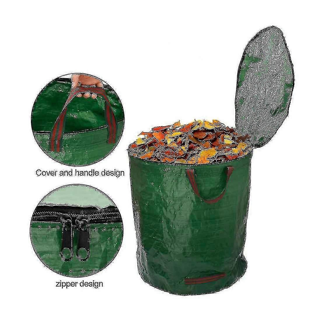Duty Garden Waste Bag Reusable Industrial Fabric Leaf Sack With Handles And Lid Shznv