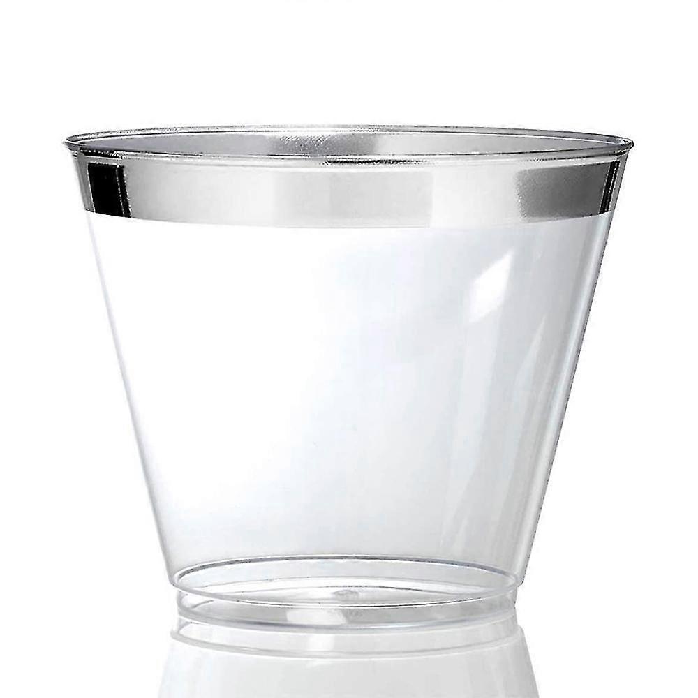 50 Pack-9 Oz Vaso de cóctel de plástico, vasos de plástico con borde resistente