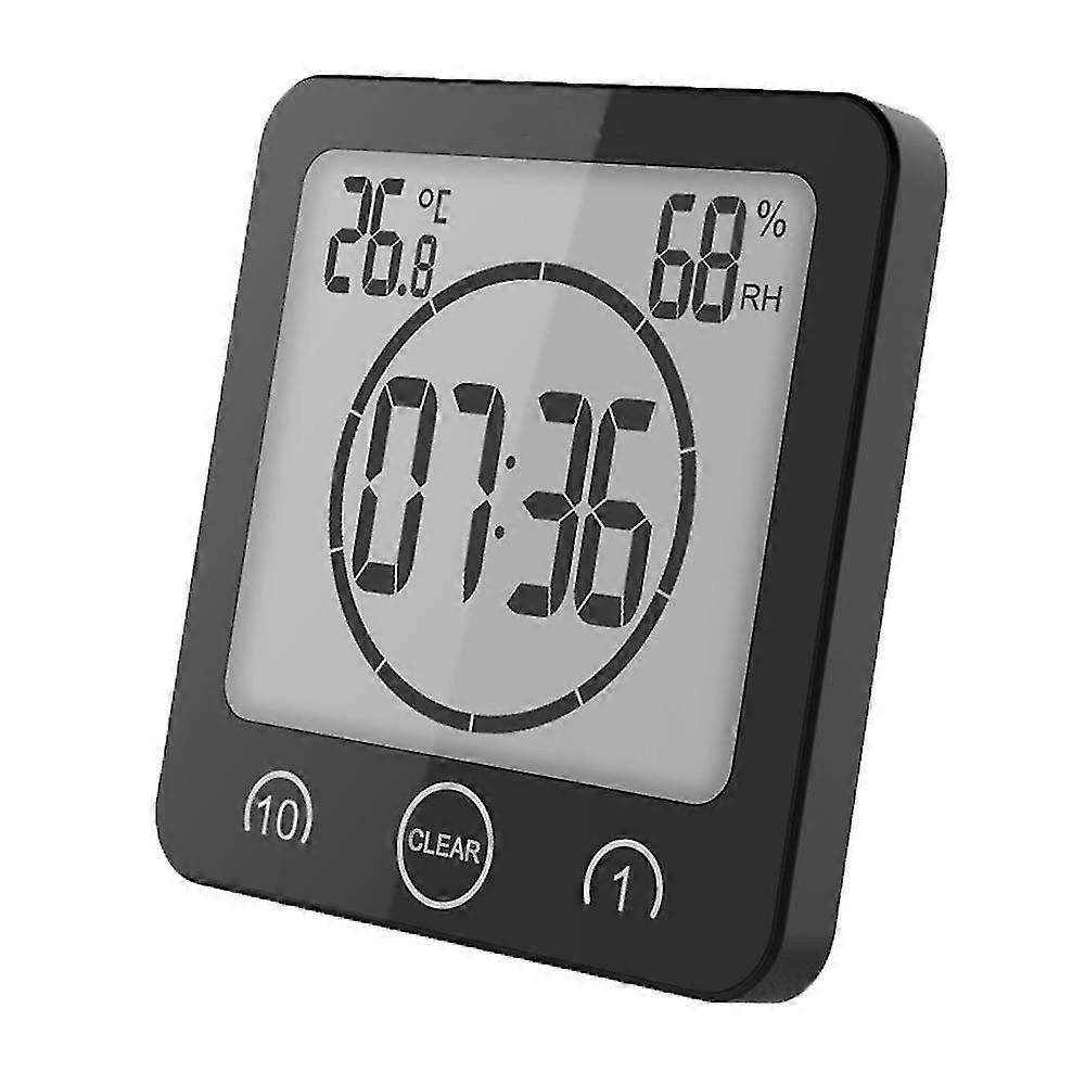 Bathroom Clock, Waterproof Touch Control Shower Clock, LCD Digital Alarm, Hygrometer Thermometer, Countdown Timer, Battery Powered, for Kitchen Makeup