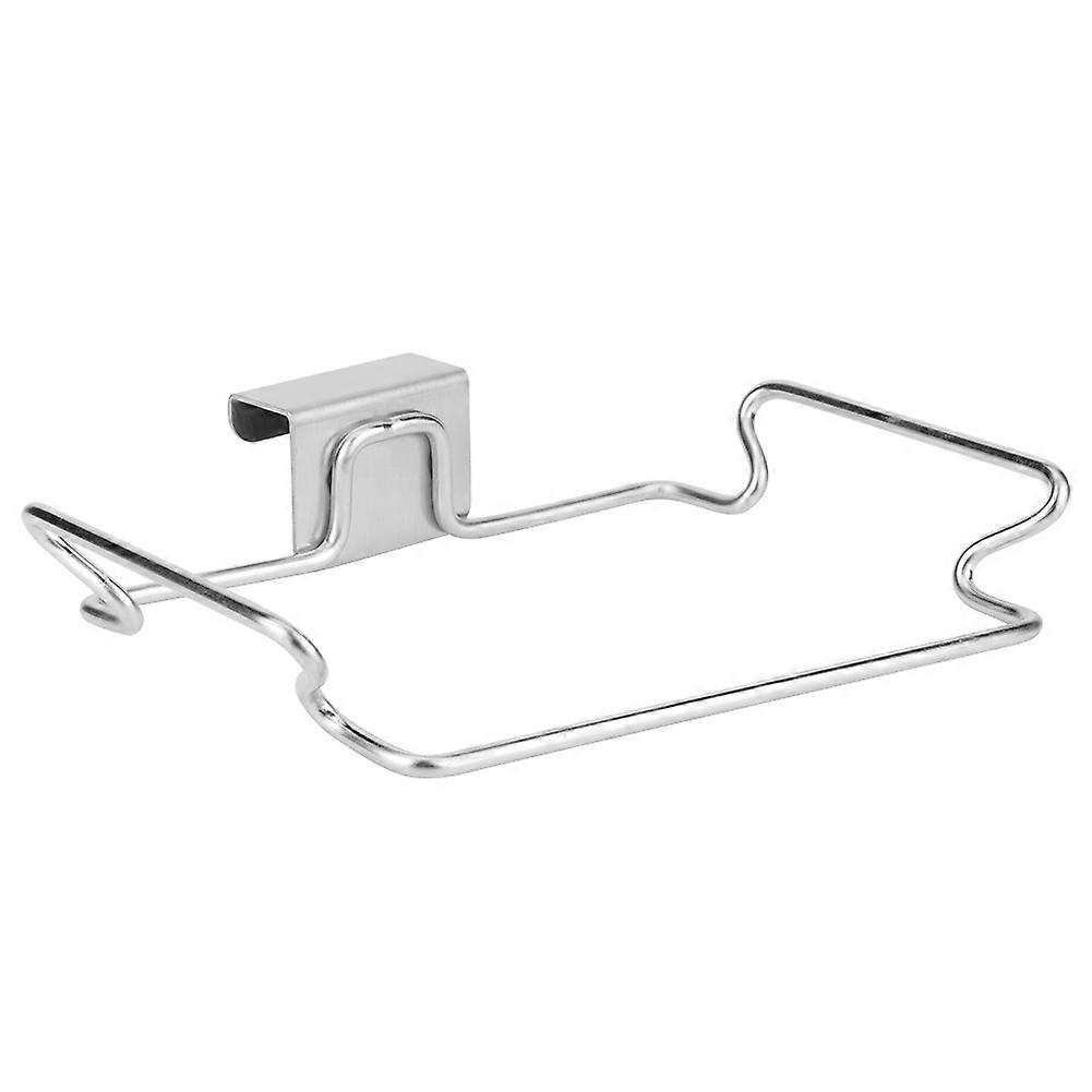 Stainless Steel Door Back Kitchen Garbage Trash Bag Holder Hanging Rack Bracket