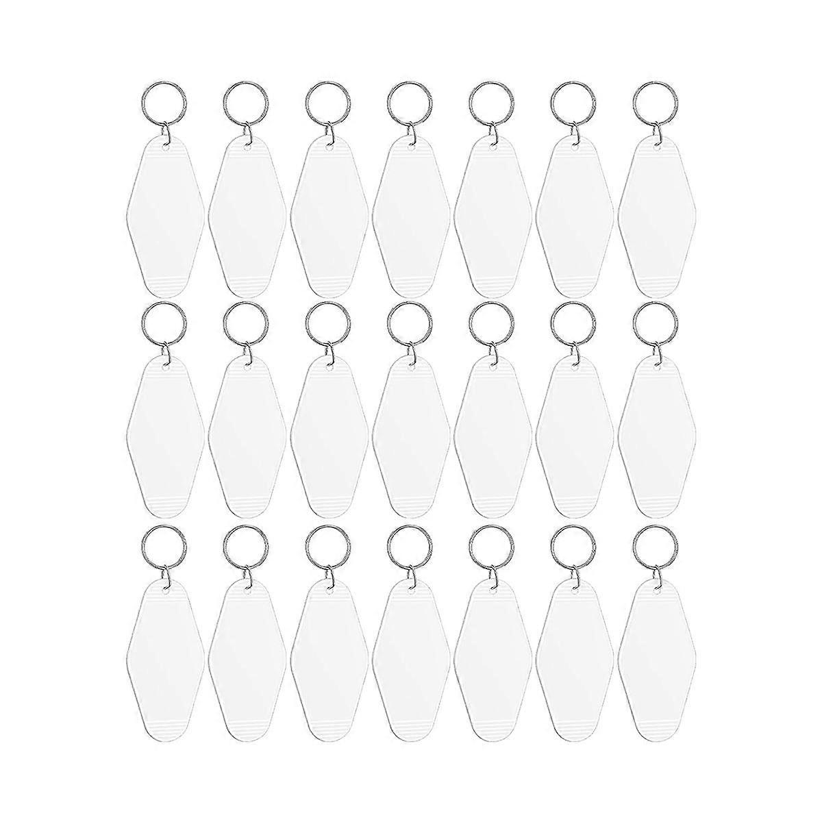 24 Pcs Vintage Motel Keychain DIY Blank Hotel Keychains Heat Transfer Blank Keychains Bulk Sublimation (White)