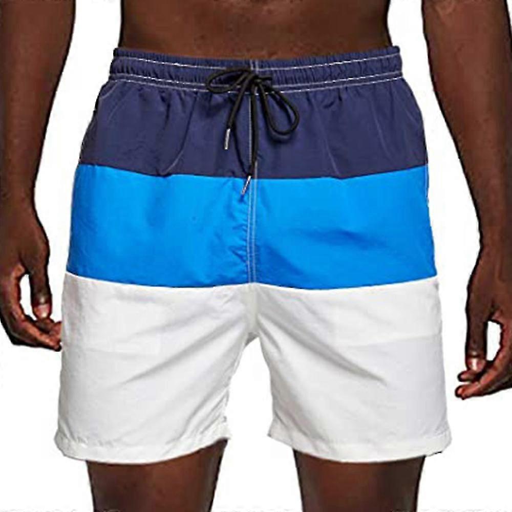 Mens Colorblock Beach Drawstring Short Pants Summer Elasticated Waist Swimming Trunks Boxer Gym Shorts Swimwear