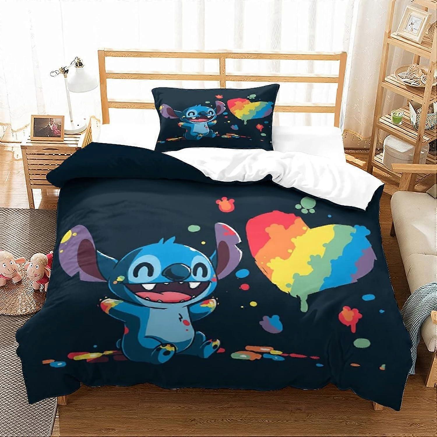 Stitch Duvet Cover Set for Kids Teens, Bedroom, D Lilo & Stitch Bedding, Themed Bedspread, Bedding Set with Firmness