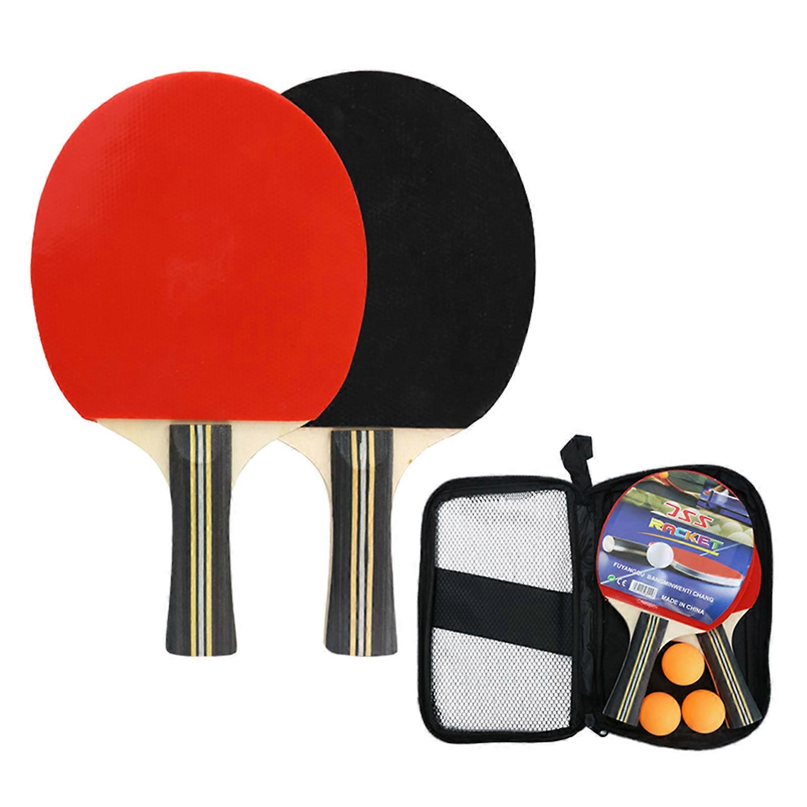 1 Set Ping-pong Paddle Sports Premium Rubber Table Tennis Rackets with Orange Balls for Training and Recreational Play