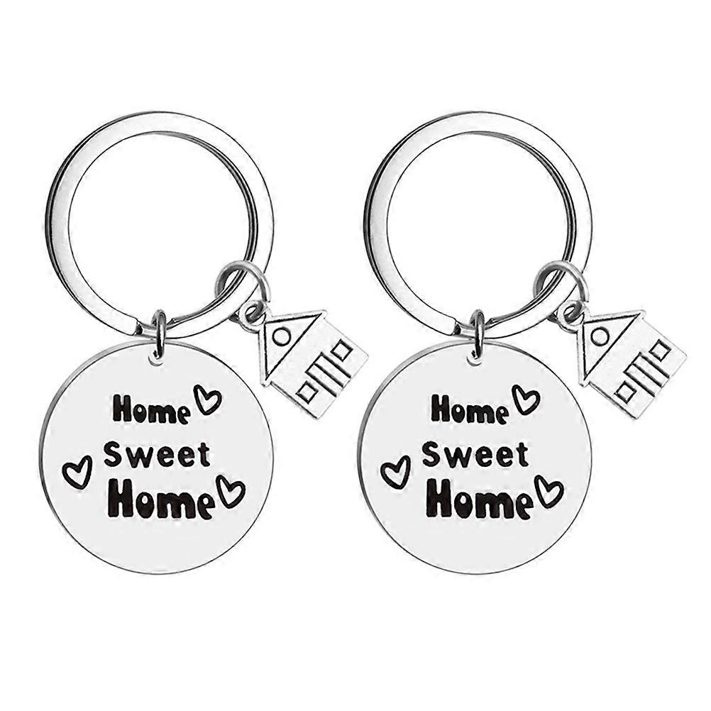 2pcs Keychain Engraved Key Chains Housewarming Key Ring New Adventures Present