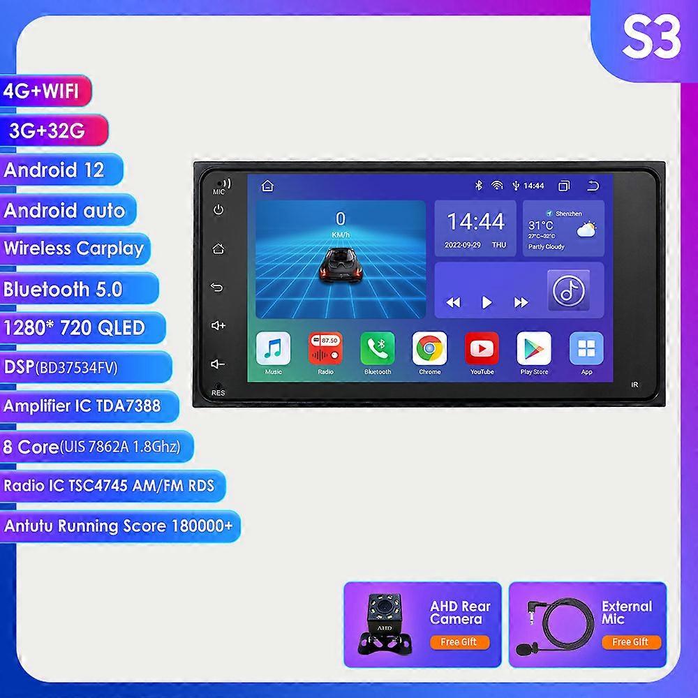 Android 12 2 Din Universal Car Multimedia Player Car Radio Player Stereo for Toyota VIOS CROWN CAMRY HIACE PREVIA COROLLA RAV4