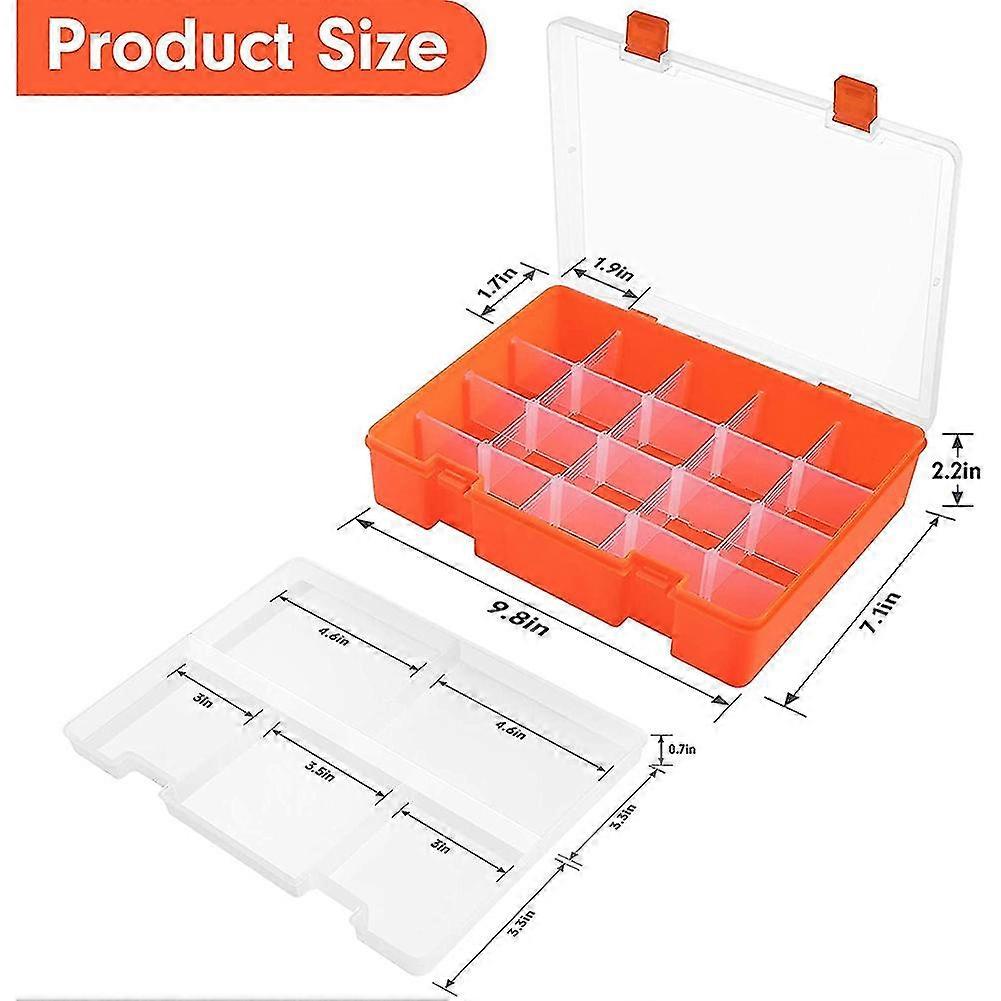 2-layer Plastic Storage Box With Adjustable Partitions,23 Grid,orange