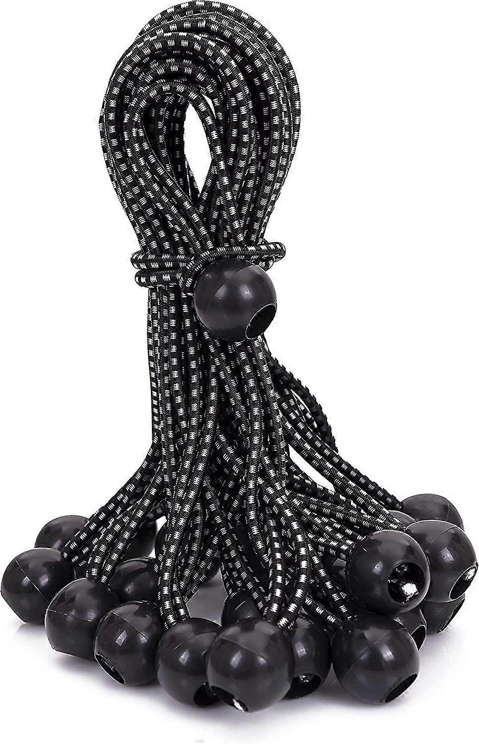 25pcs Ball Bungee Cords With Elastic String For Canopy, Tarp, Straps, Tent, Poles And Wires, 6-inch Black