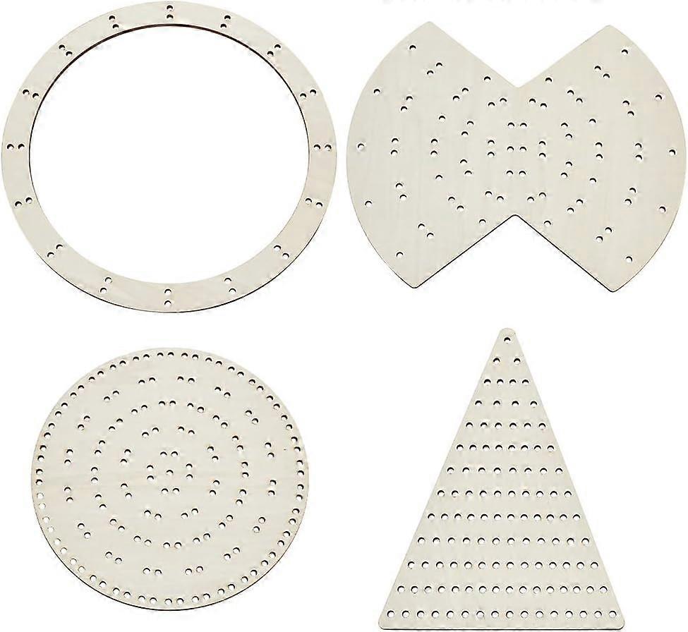 4 Styles Wooden Wreath Frames for Craft Circular Wooden Wreath Boards Christmas Tree Shaped Macrame Flower Boards for Mesh Wreath Form Bow Shaped DIY