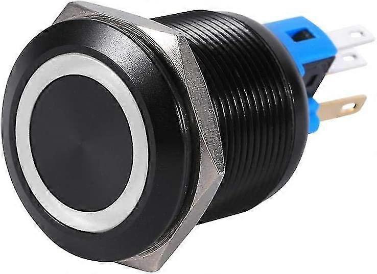 Push Button Switch Self-locking Switch Metal Black Case Door Lock Control Push Button Switch (black) (1pcs)