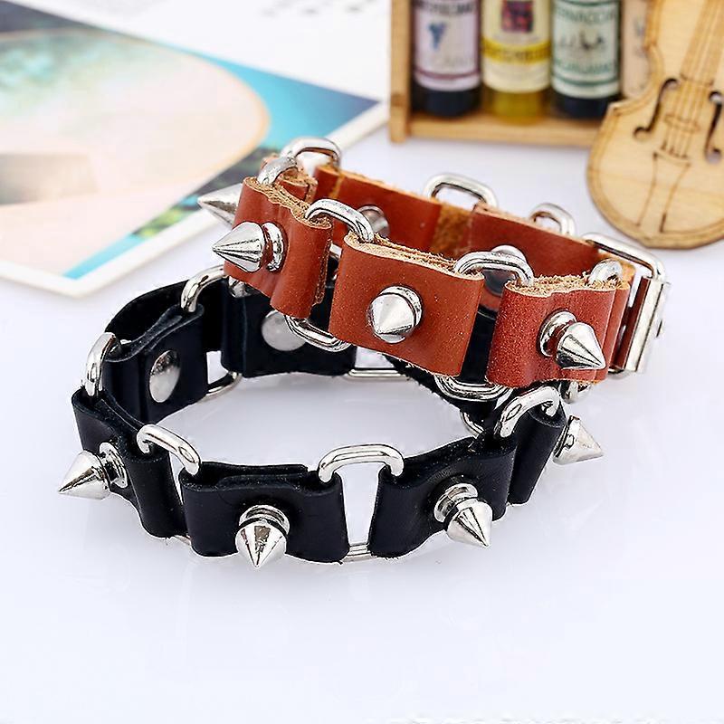 2Pieces PU Leather Punk Bracelet